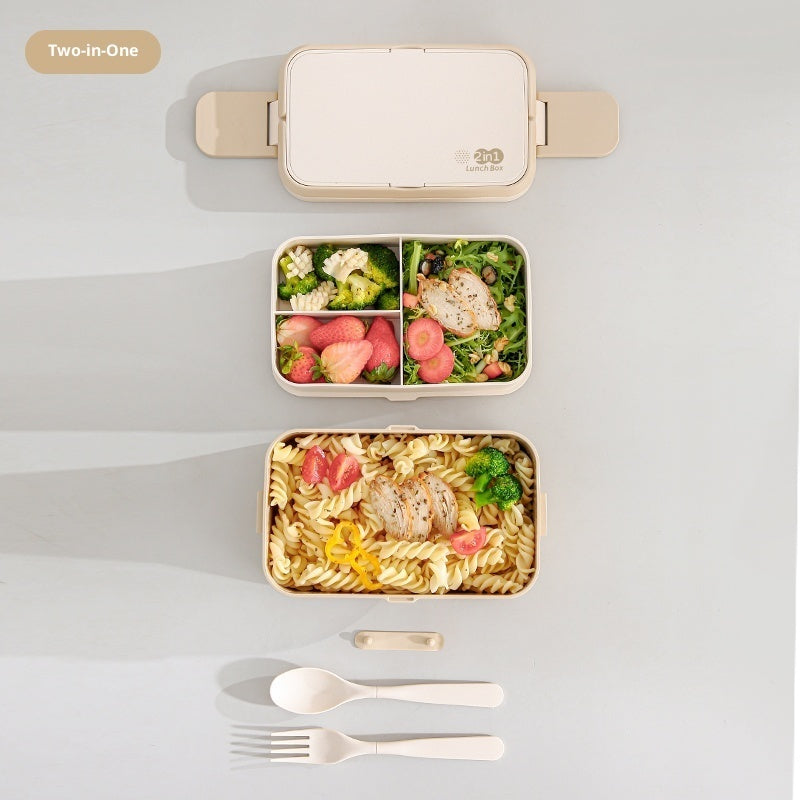 Bamboo Fiber Food-grade Lunch Box  Microwave-safe Bento Portable Three-compartment