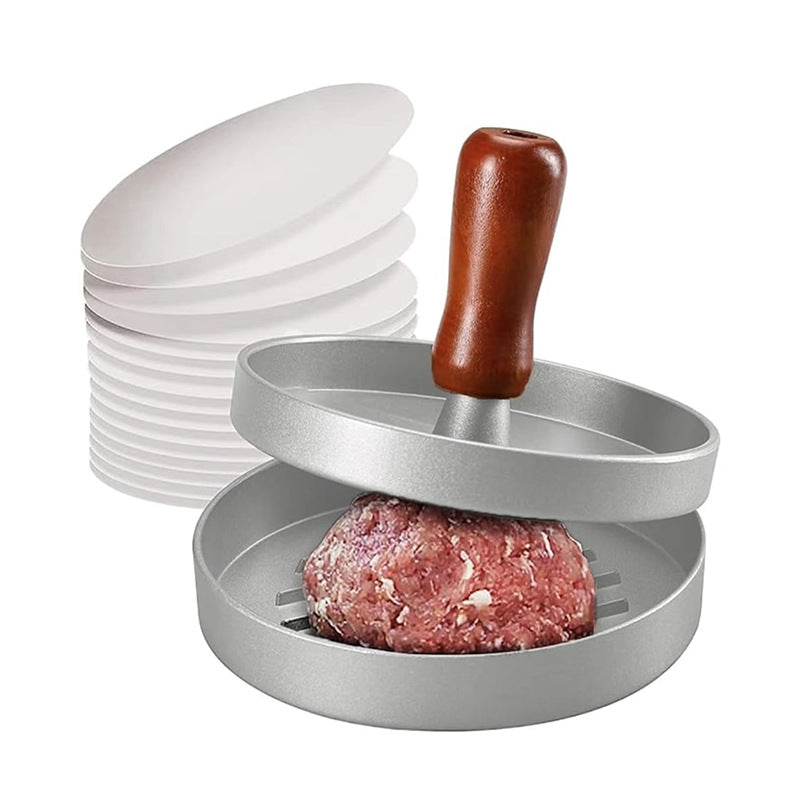 Aluminum Burger Patty Press With Wooden Handle