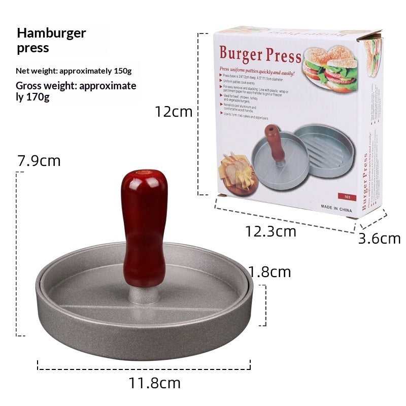 Aluminum Burger Patty Press With Wooden Handle