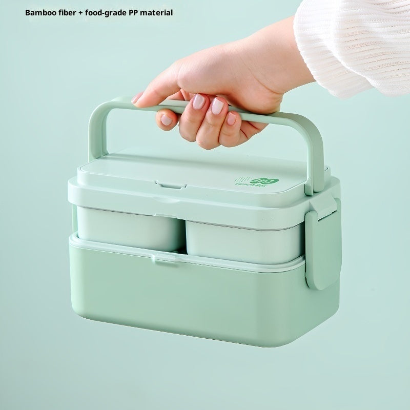Bamboo Fiber Food-grade Lunch Box  Microwave-safe Bento Portable Three-compartment