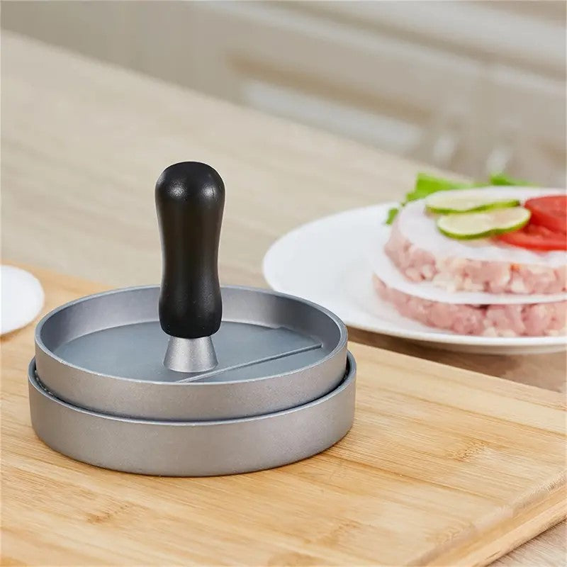 Aluminum Burger Patty Press With Wooden Handle