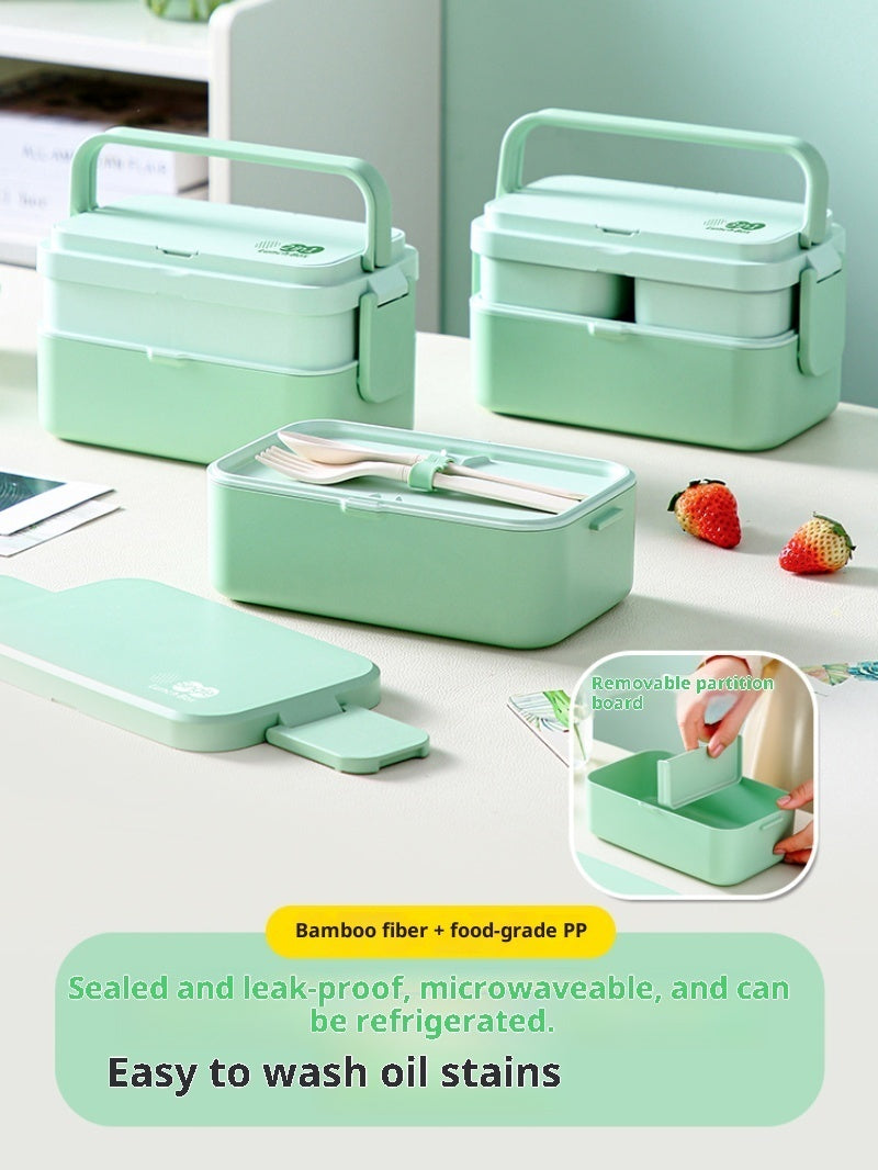 Bamboo Fiber Food-grade Lunch Box  Microwave-safe Bento Portable Three-compartment