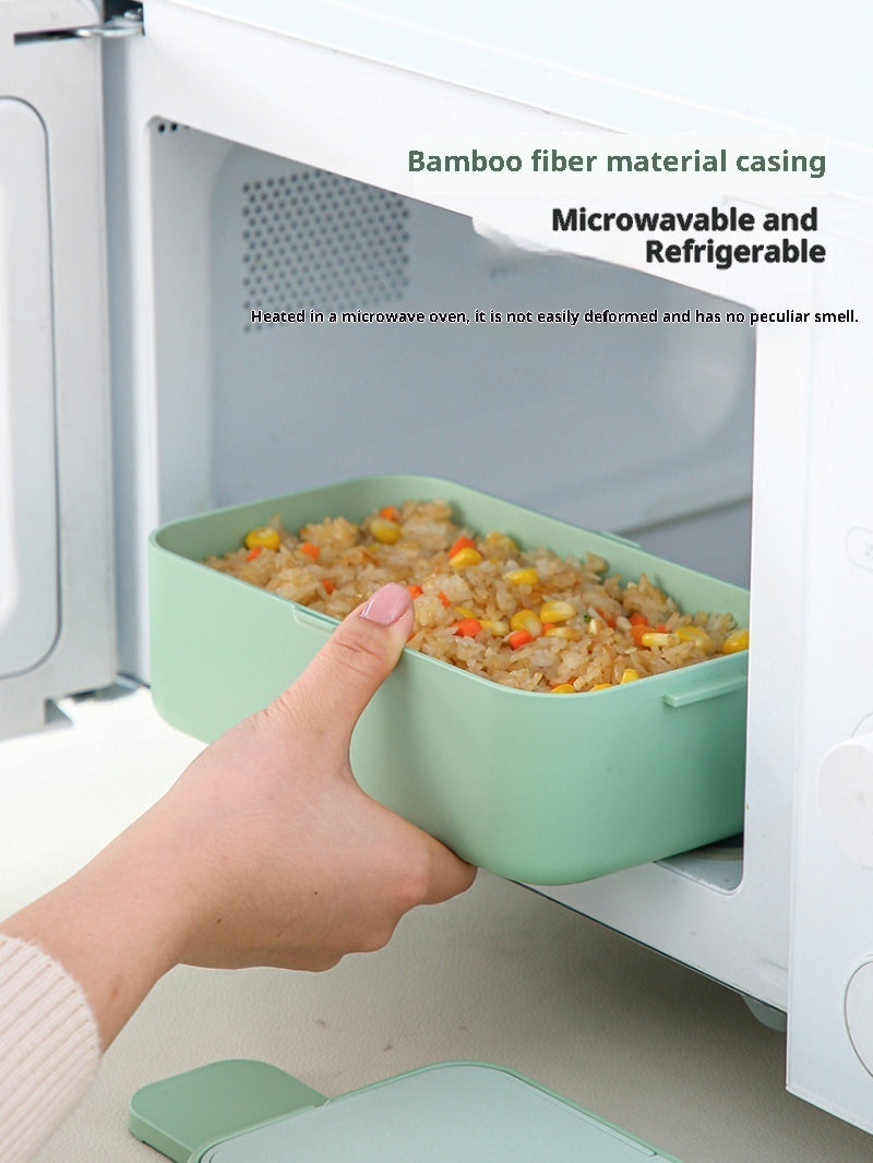 Bamboo Fiber Food-grade Lunch Box  Microwave-safe Bento Portable Three-compartment