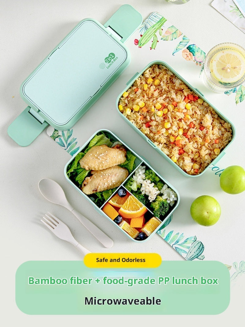 Bamboo Fiber Food-grade Lunch Box  Microwave-safe Bento Portable Three-compartment