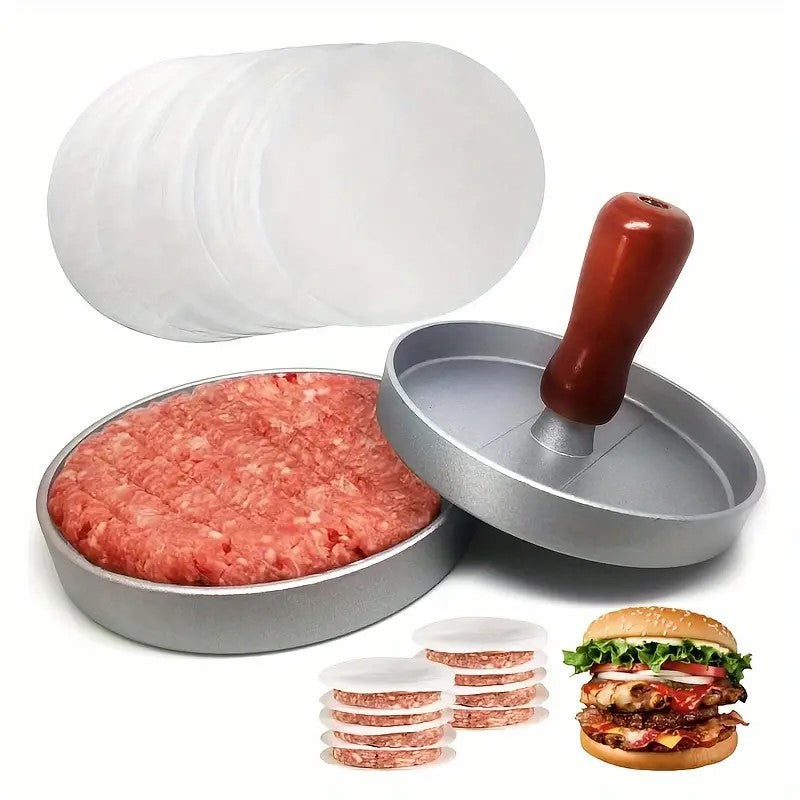 Aluminum Burger Patty Press With Wooden Handle