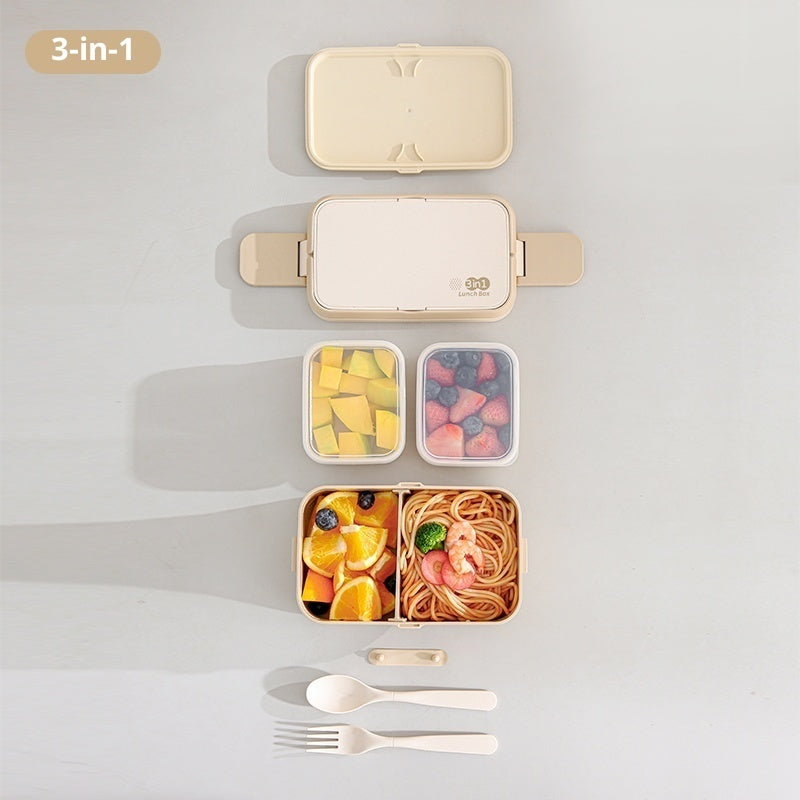 Bamboo Fiber Food-grade Lunch Box  Microwave-safe Bento Portable Three-compartment